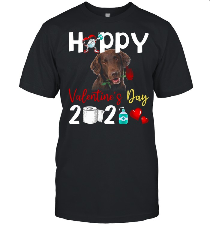 Flat Coated Retriever Happy Valentines Day With Toilet Paper 2021 shirt Classic Men's T-shirt