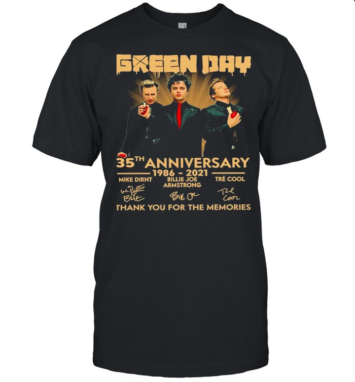 Green Day 35th anniversary 1986 2021 thank you for the memories signatures shirt