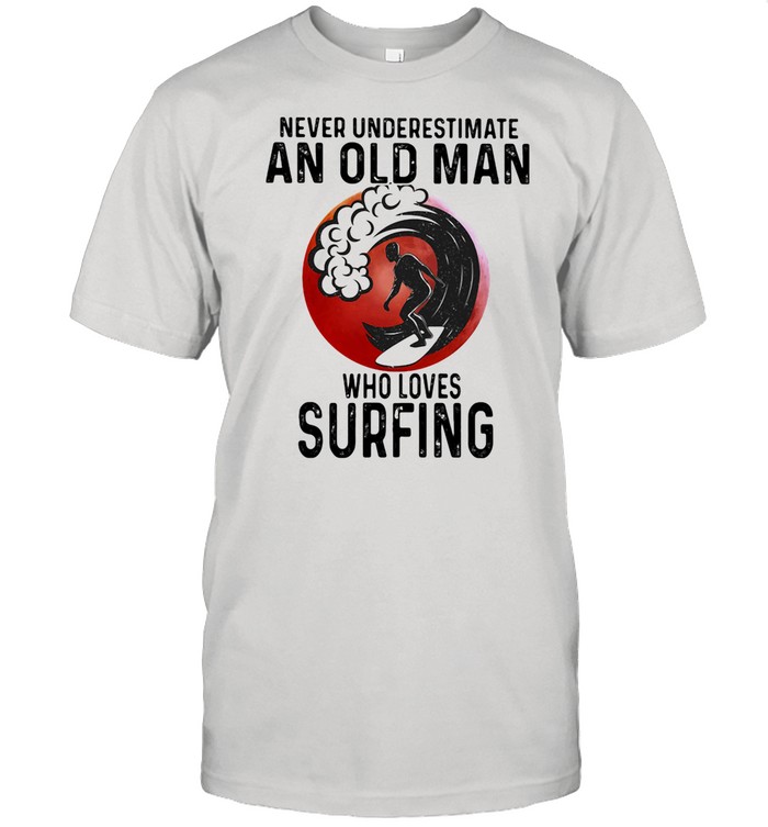 Never Underestimate An Old Man Who Loves Surfing THe Moon shirt Classic Mens T-shirt