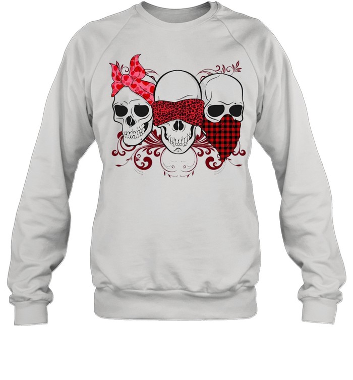 Three Skulls Happy Valentine 2021 Plaid shirt Unisex Sweatshirt