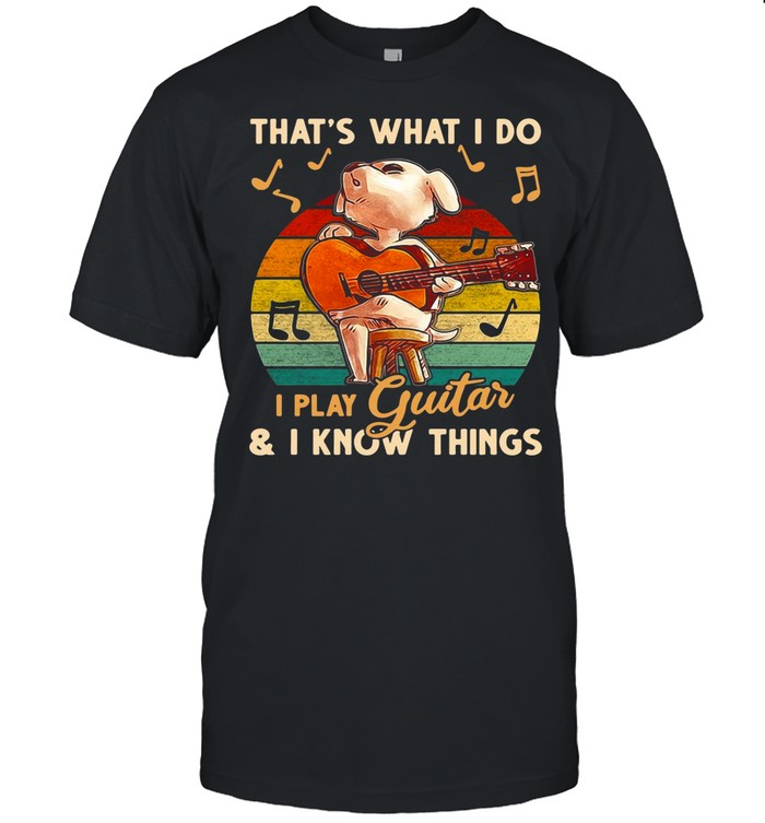 Vintage That’s What I Do I Play Guitar And I Know Things Dog shirt