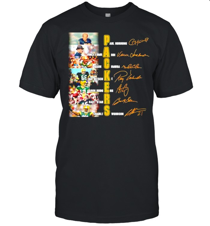 Packers Paul Hornung Vince Lombardi Mark Chmura signatures shirt