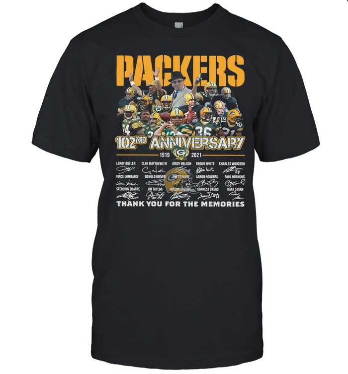 The Green Bay Packers 102nd Anniversary 1919 2021 Signatures Thank You For The Memories shirt