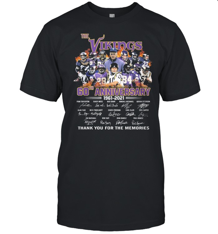 The Vikings 60th Anniversary 1961 2021 Thank You For The Memories Signature shirt