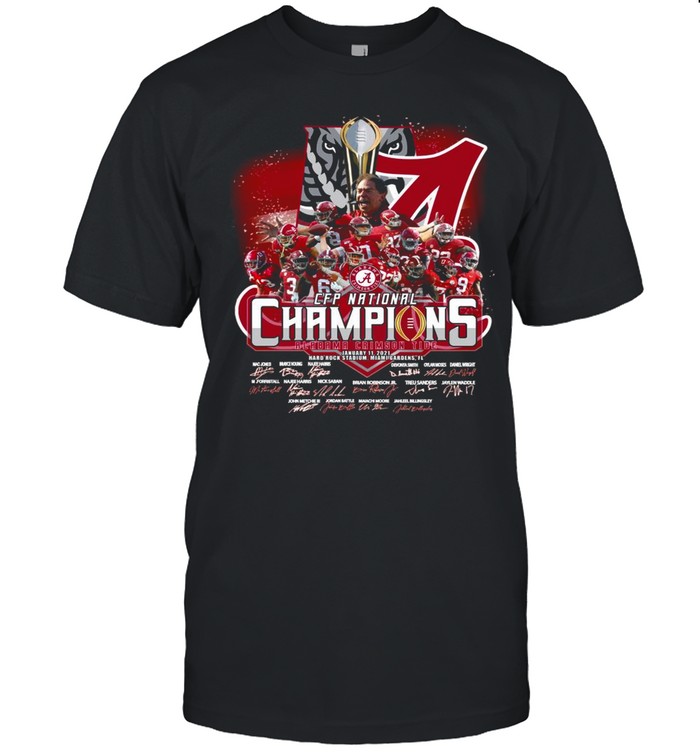 Alabama Crimson Tide CFP National Champions January 11 2021 signatures team player shirt