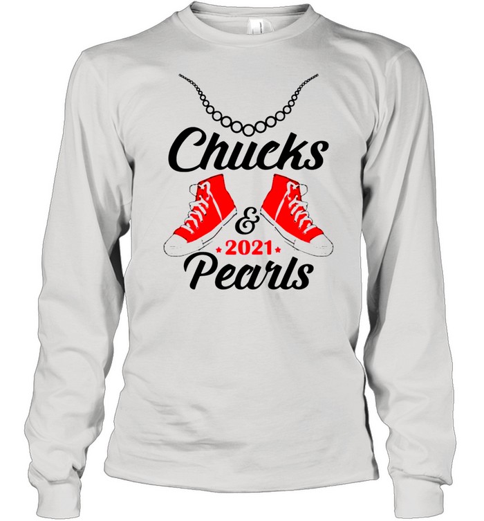 Chucks and Pearls 2021 Baby Onesie Kamala Harris shirt Long Sleeved T-shirt