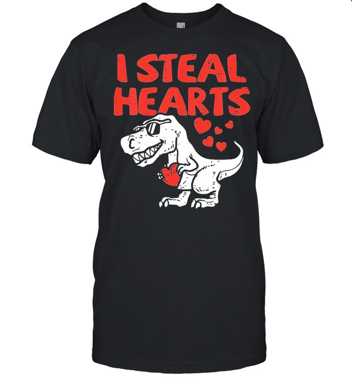 I Steal Hearts T Rex Dino Cute Baby Boy Valentines Day shirt