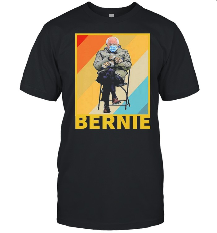 Bundled Up Bernie Meme Funny Mittens Sitting In Chair shirt