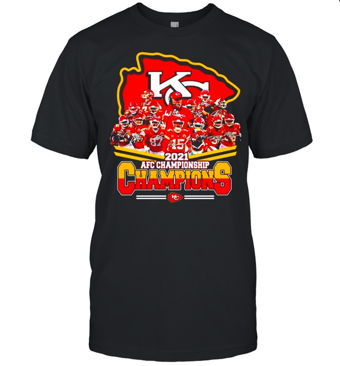 Kansas City Chiefs 2021 AFC championship Champions signatures shirt