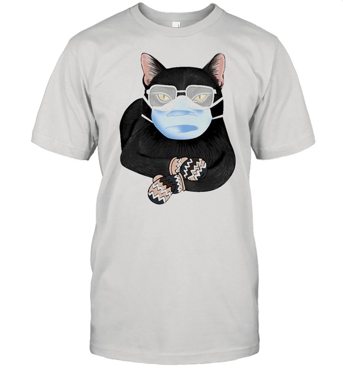 Black Cat face mask and Mittens 2021 shirt