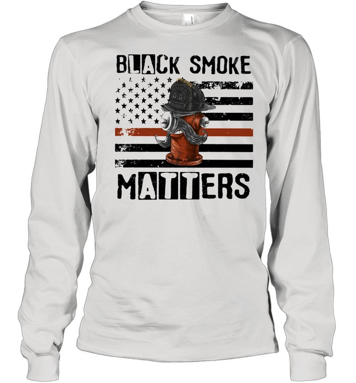 Black Smoke Matters Fireman American Flag shirt Long Sleeved T-shirt