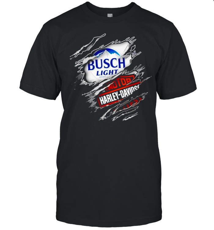 Busch Light Brewed and Motor Harley-Davidson Cycles blood inside me shirt