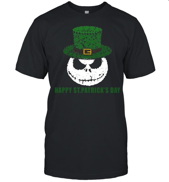 Skellington Head Irish Four-Leaf Clover Nightmare Before Christmas Happy St Patrick’s Day shirt