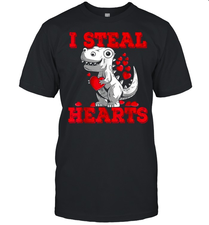 Boys Valentines Day Kids Dinosaur T Rex Lover I Steal Hearts shirt