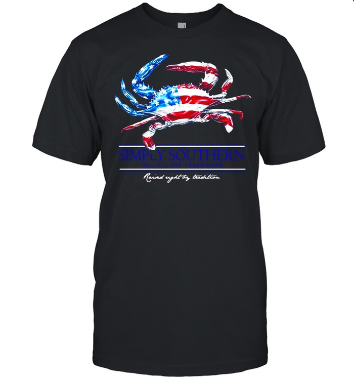 Crab simply southern reg Us pat trademark American flag shirt