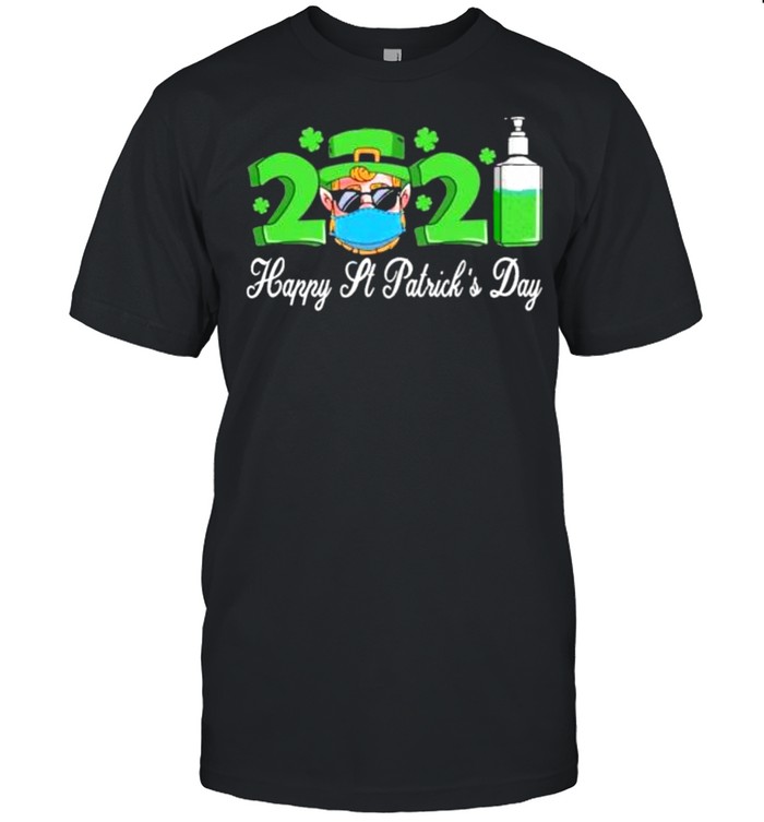 Leprechaun wearing mask happy St Patricks day 2021 men women shirt