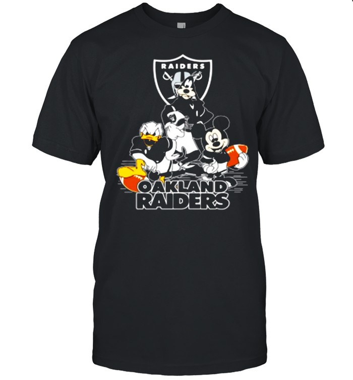 Mickey Mouse Donald Duck And Goofy With Oakland Raiders Sport shirt