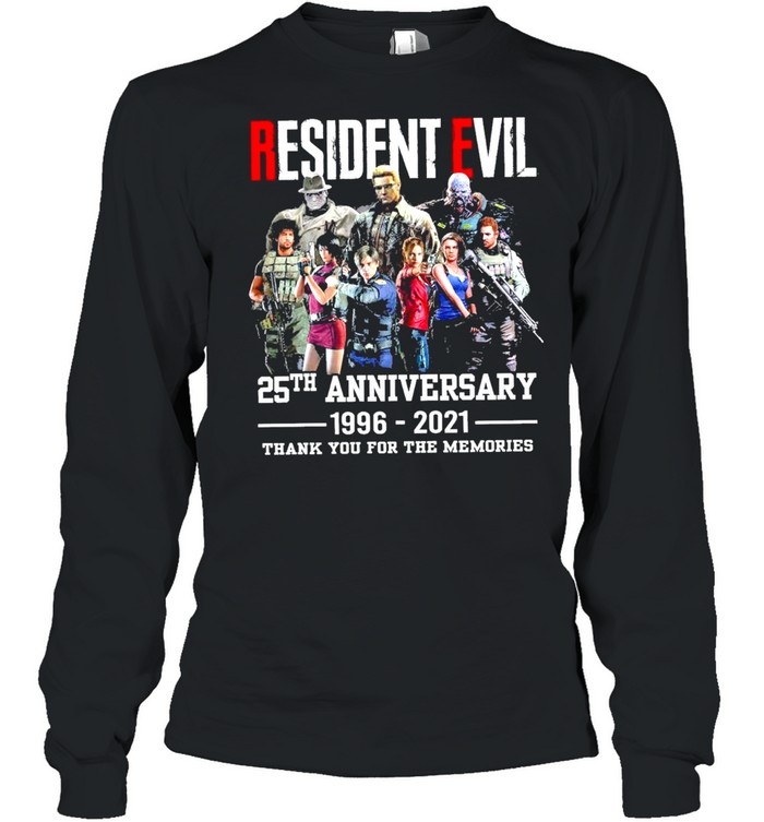 Resident Evil 25th Anniversary 1996-2021 Thank You For The Memories shirt Long Sleeved T-shirt
