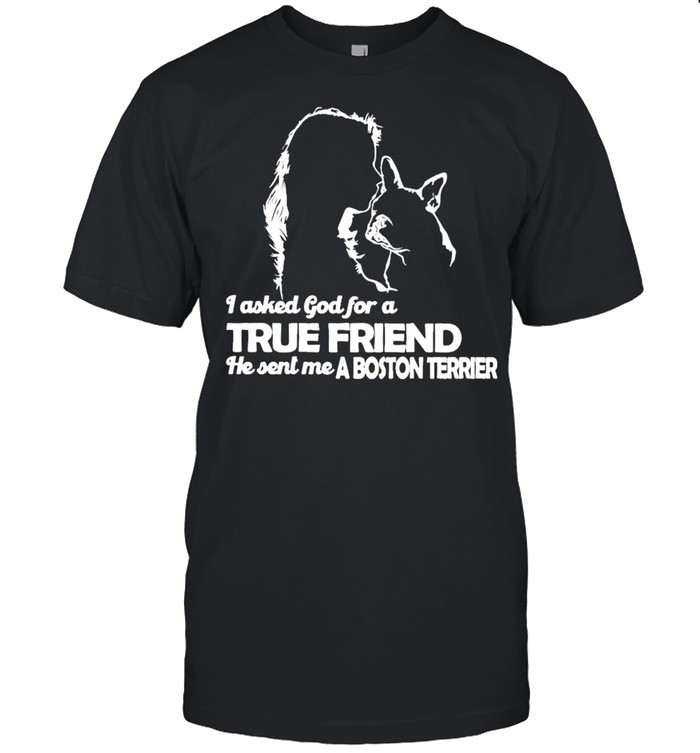 I asked God for a True Friend he sent me a Boston Terrier and Girl shirt