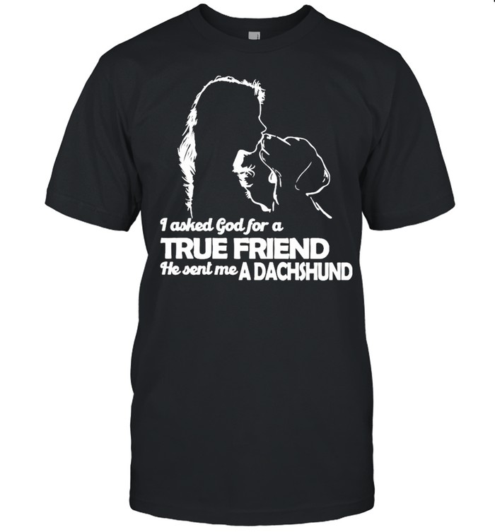 I asked God for a True Friend he sent me a Dachshund and Girl shirt