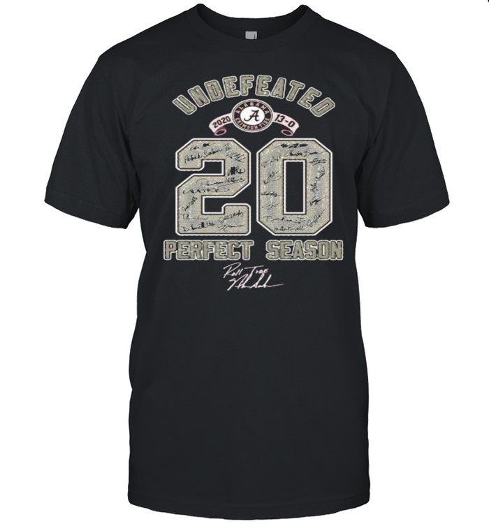 Alabama Crimson Tide undefeated 20 perfect season signatures shirt