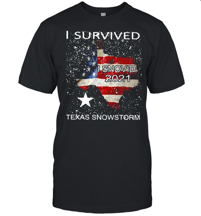 I Survived American Flag I Snovid 2021 Maps Texas Snowstorm shirt