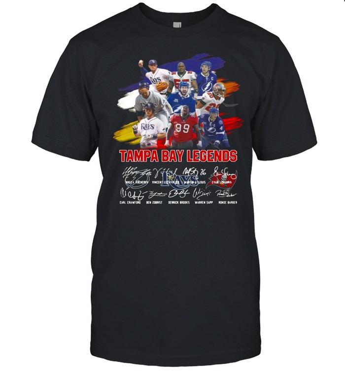 The Tampa Bay Legends With Tampa Rays Lightning And Buccaneers 2021 Signatures shirt