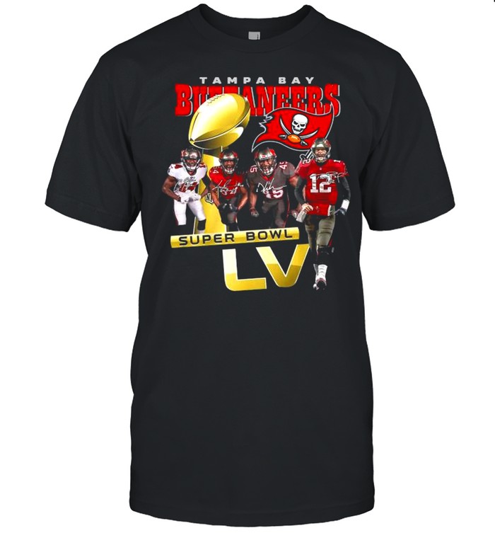 Tom Brady Devin White Lavonte David and Chris Godwin Tampa Bay Buccaneers With Super Bowl Lv 2021 Signatures shirt