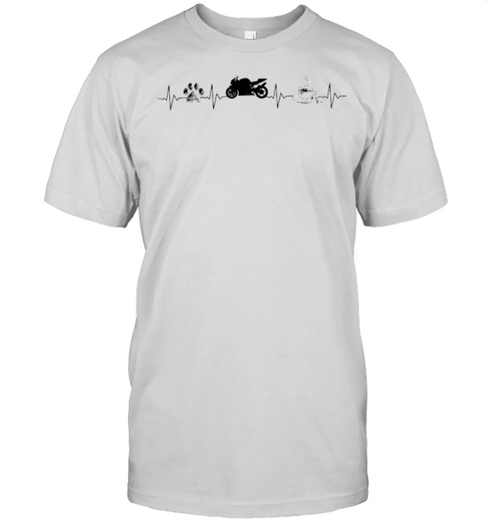 Heartbeat Dog Motorbike And Coffee shirt