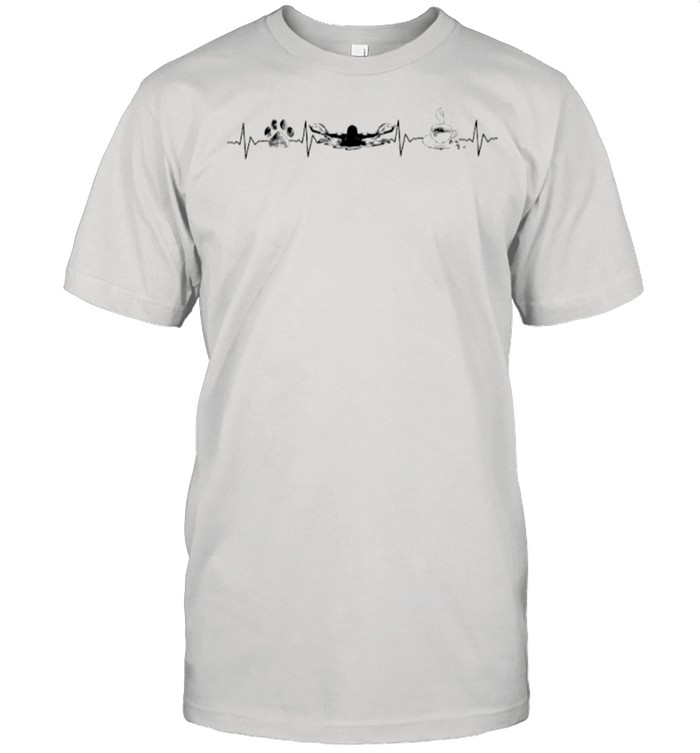 Heartbeat Dog Swimming And Coffee shirt