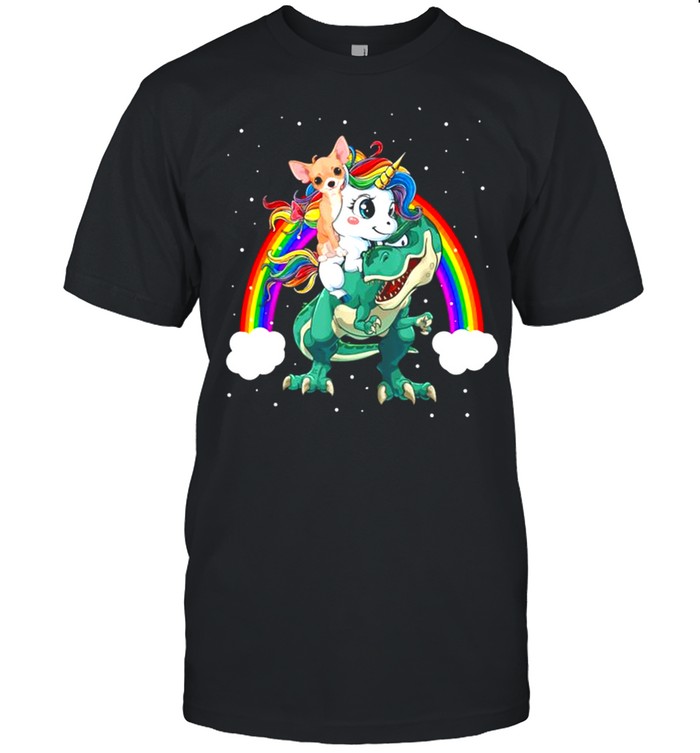 Chihuahua Unicorn Riding Dinosaur T Rex Funny Gift shirt