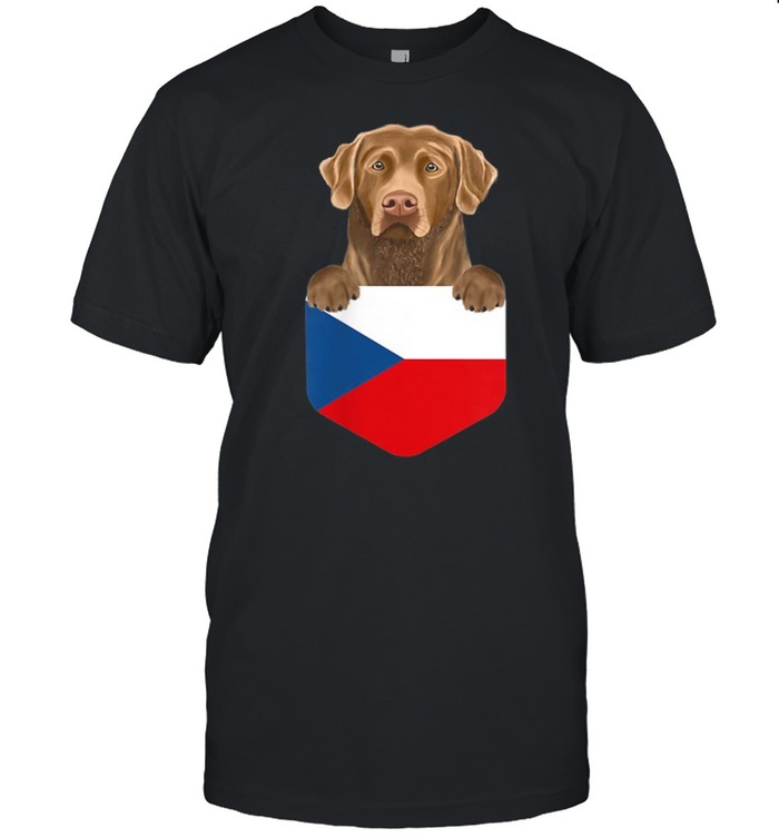 Czech Republic Flag Chesapeake Bay Retriever Dog In Pocket shirt