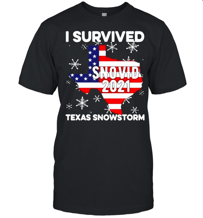 I survived snovid 2021 Texas snowstorm American flag shirt