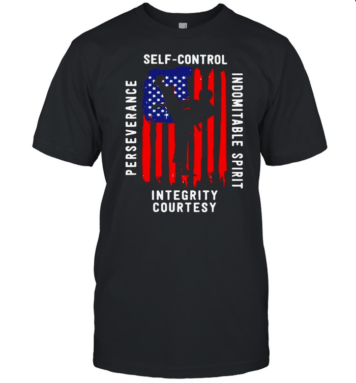 Taekwondo 5 Tenets Martial Arts Sports USA Flag shirt