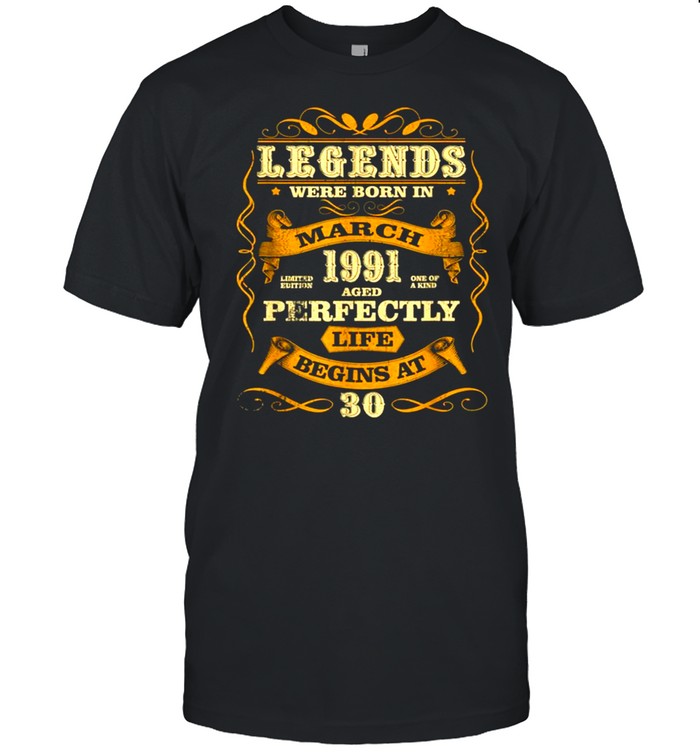 Legends Born In March 1991 20th Birthday 20 Years Old Gift shirt