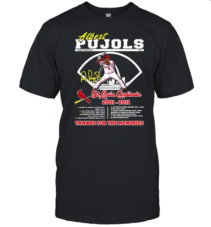 Albert Pujols St Louis Cardinals 2001 2011 thank you for the memories signature shirt