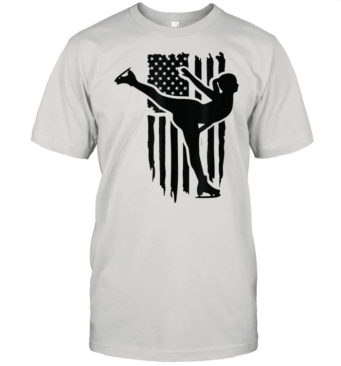 American Flag Figure Skating Skater Heartbeat Love Ice Skate shirt