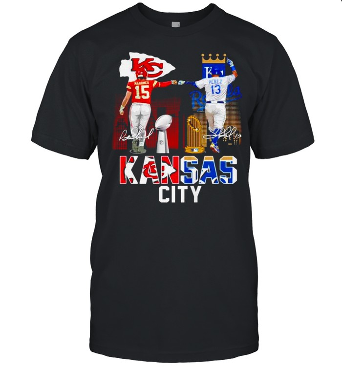 Patrick Mahomes KC Chiefs and Salvador Pérez KC Royals signature shirt