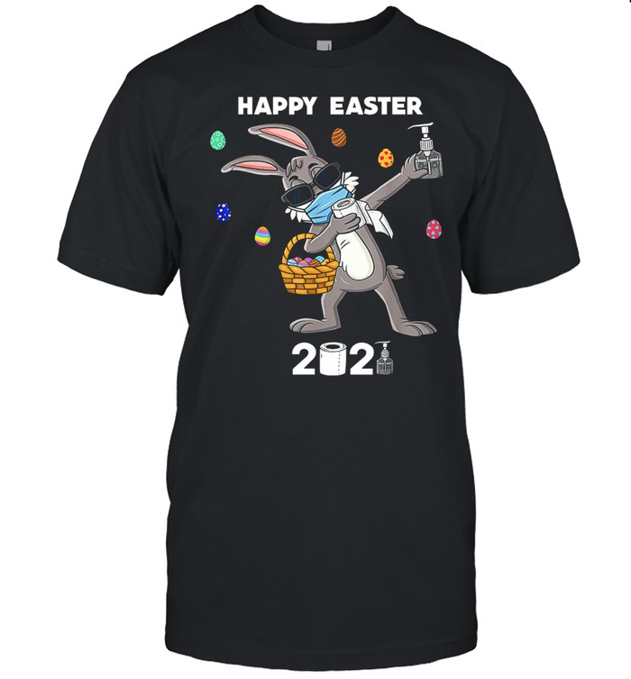 Dabbing Rabbit Face Mask Happy Easter 2021 shirt