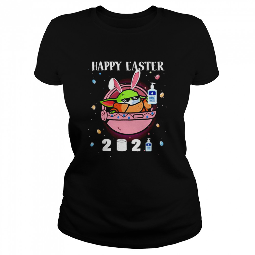 2021 Baby Yoda wearing face mask Happy Easter shirt Classic Women's T-shirt
