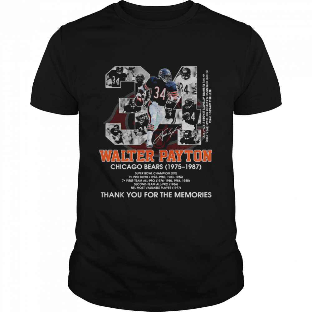 34 walter payton chicago bears thank you for the memories shirt