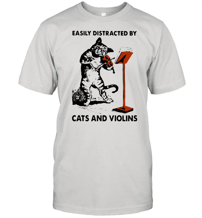 Black Cat Easily Distracted By Cats And Violins shirt