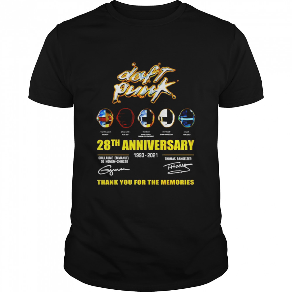 Daft Punk 28th anniversary 1993 2021 thank you for the memories signatures shirt