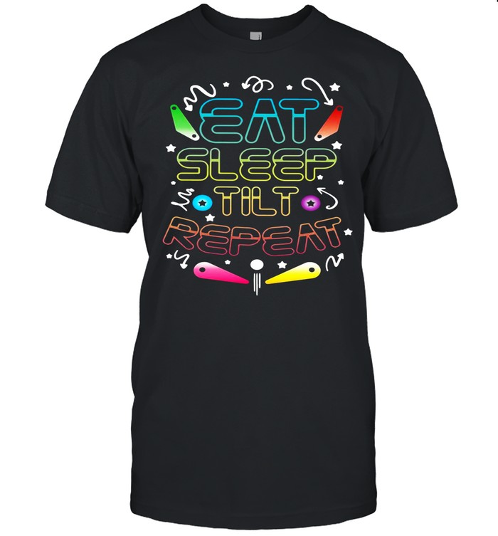 Eat Sleep Tilt Repeat Wizard Champion Arcade Games Pinball shirt