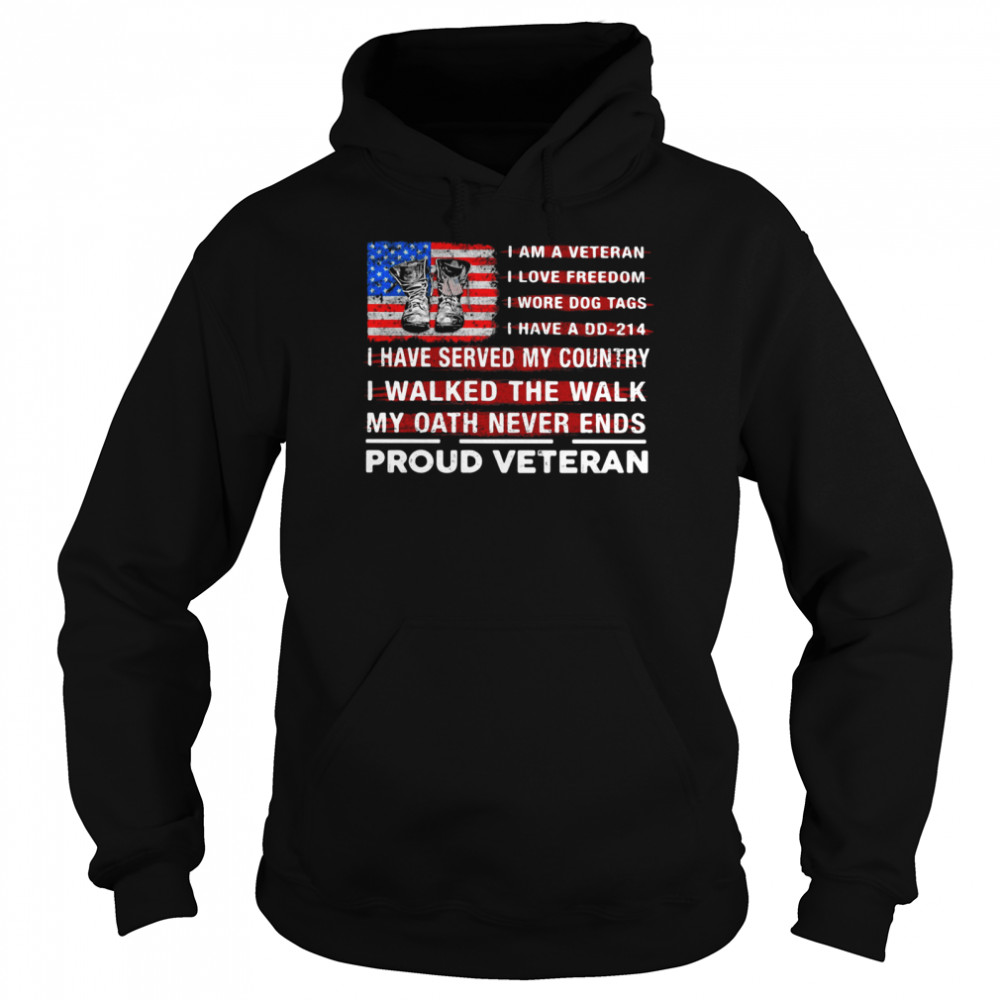 I Am A Veteran I Have Served My Country My Oath Never Ends Proud Veteran Flag shirt Unisex Hoodie