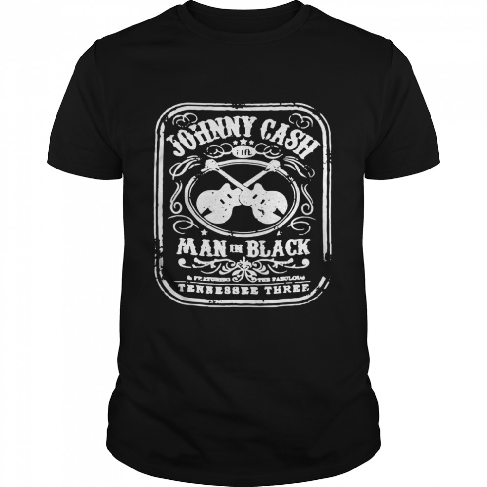 Johnny Cash man in black tennessee three guitar shirt