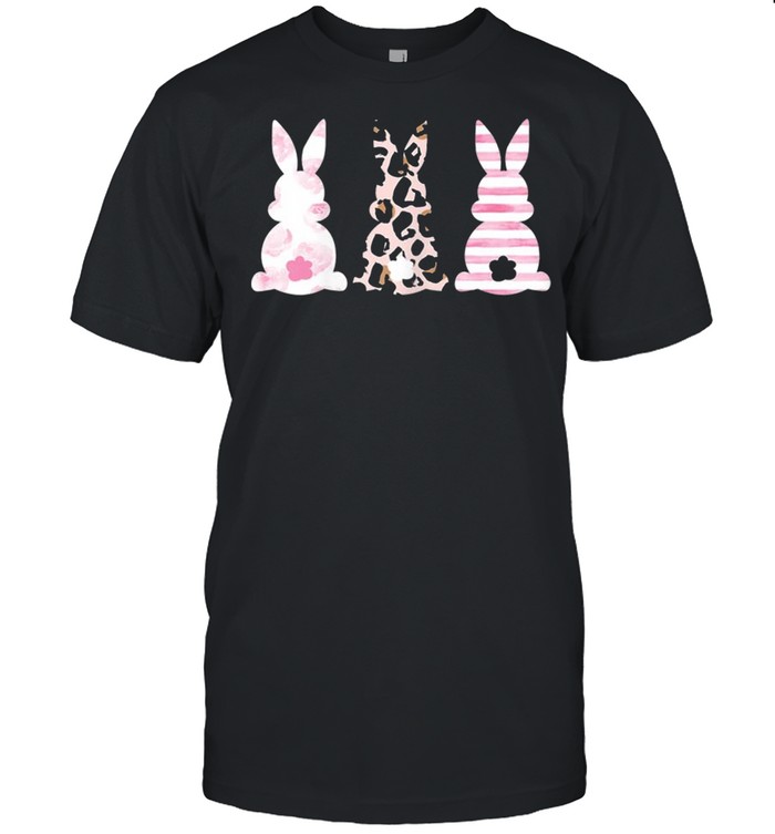 Cute Leopard Easter Bunny Trio Women Girl shirt