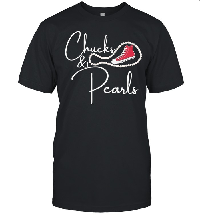 KAMALA HARRIS CHUCKS AND PEARLS 2021 RED CONVERSE shirt