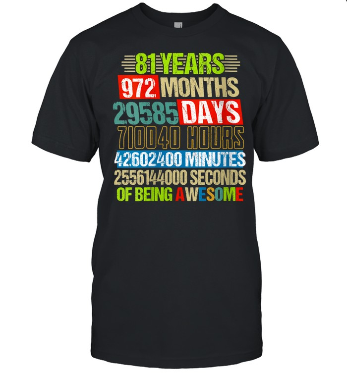 Womens 81st Birthday Countdown 81 Yrs Old Being Awesome shirt