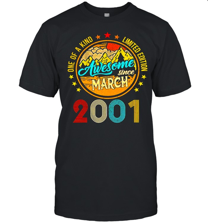 20Th Birthday Decoration March 2001 Men Women 20 Years Old Shirt